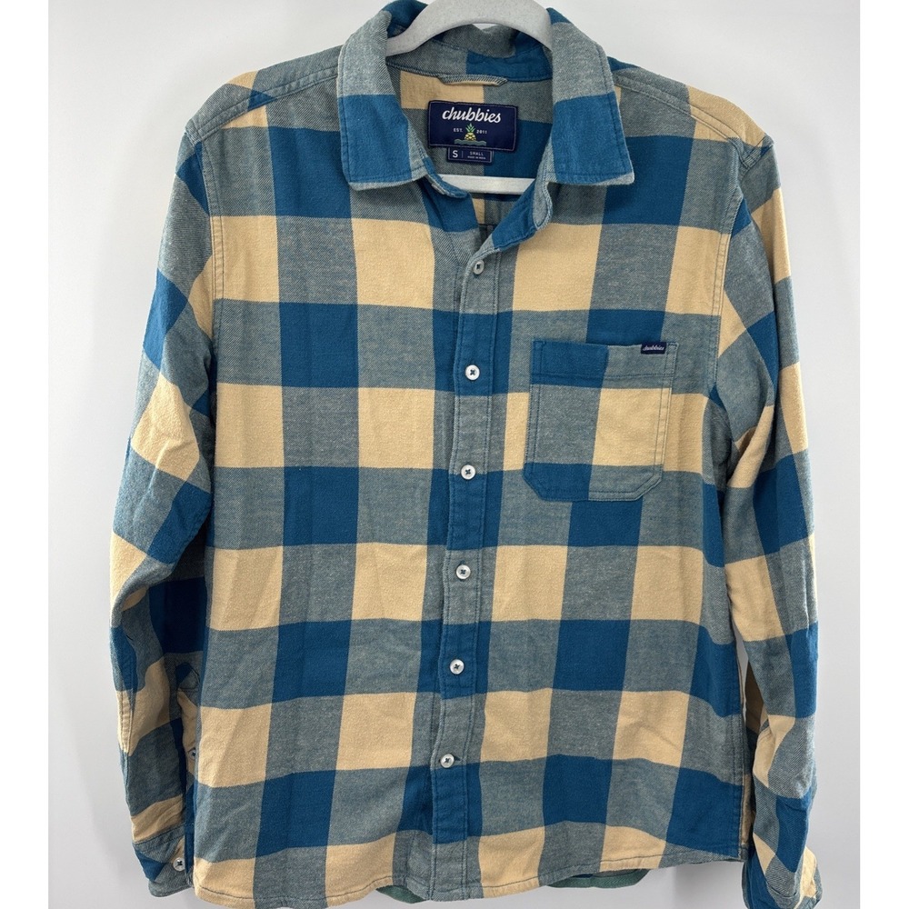 Chubbies Men's The Dusk Before Dijon Plaid Flannel Shirt Small Outdoor Preppy‎